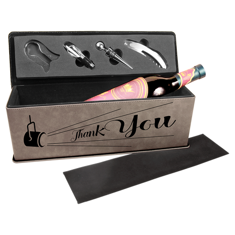Laserable Leatherette Single Wine Box with Tools