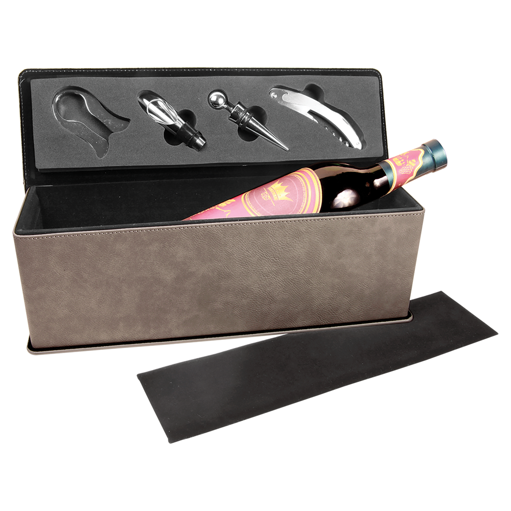 Laserable Leatherette Single Wine Box with Tools