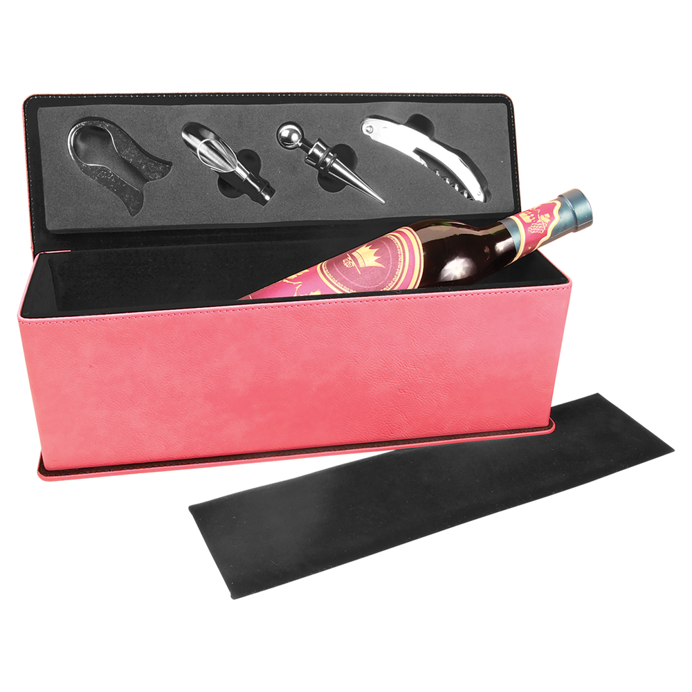Laserable Leatherette Single Wine Box with Tools