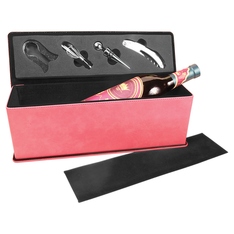 Laserable Leatherette Single Wine Box with Tools