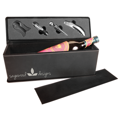 Laserable Leatherette Single Wine Box with Tools