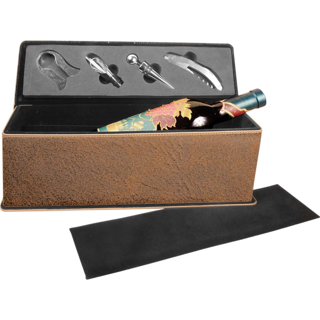 Laserable Leatherette Single Wine Box with Tools
