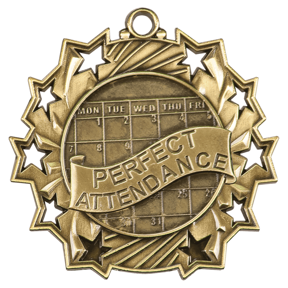 Antique Perfect Attendance Ten Star Medals