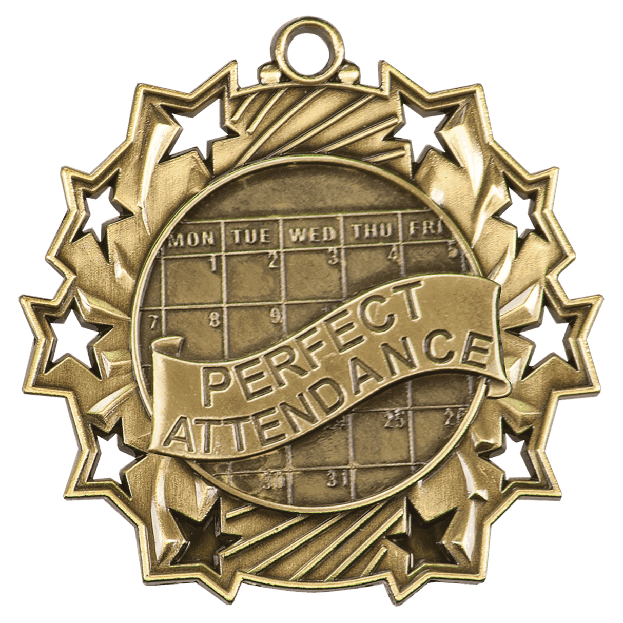Antique Perfect Attendance Ten Star Medals