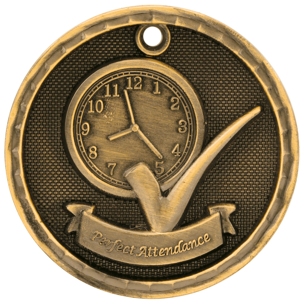 Antique 3D Perfect Attendance Medals