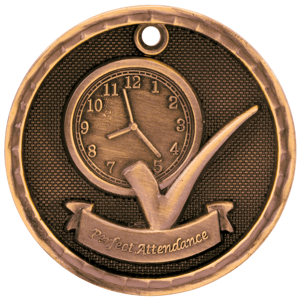 Antique 3D Perfect Attendance Medals