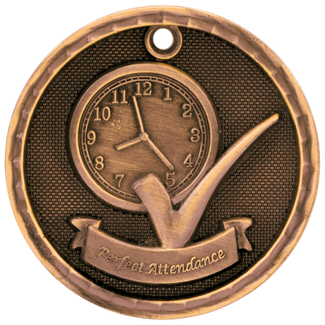 Antique 3D Perfect Attendance Medals