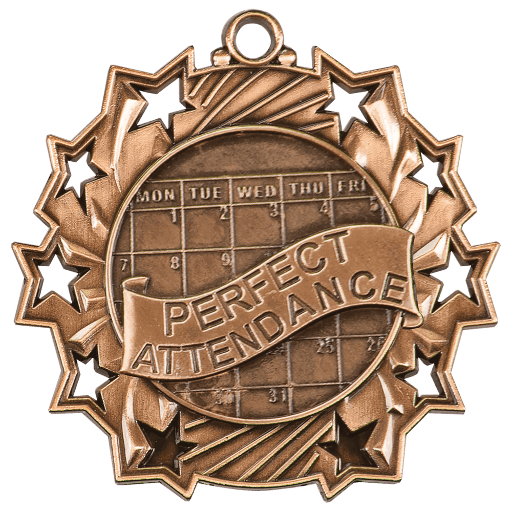 Antique Perfect Attendance Ten Star Medals