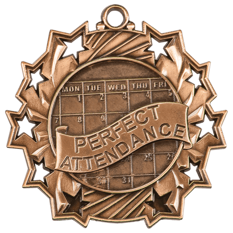 Antique Perfect Attendance Ten Star Medals