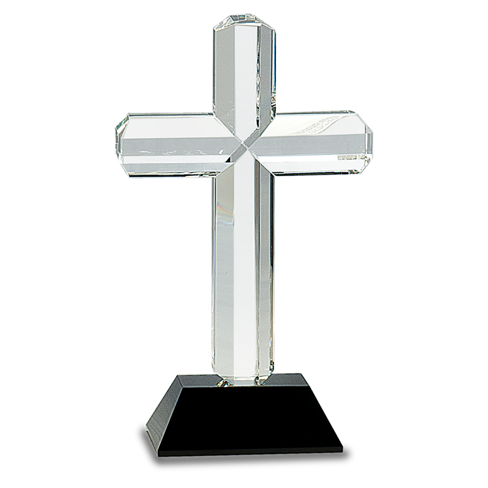 Crystal Cross on Black Pedestal Award