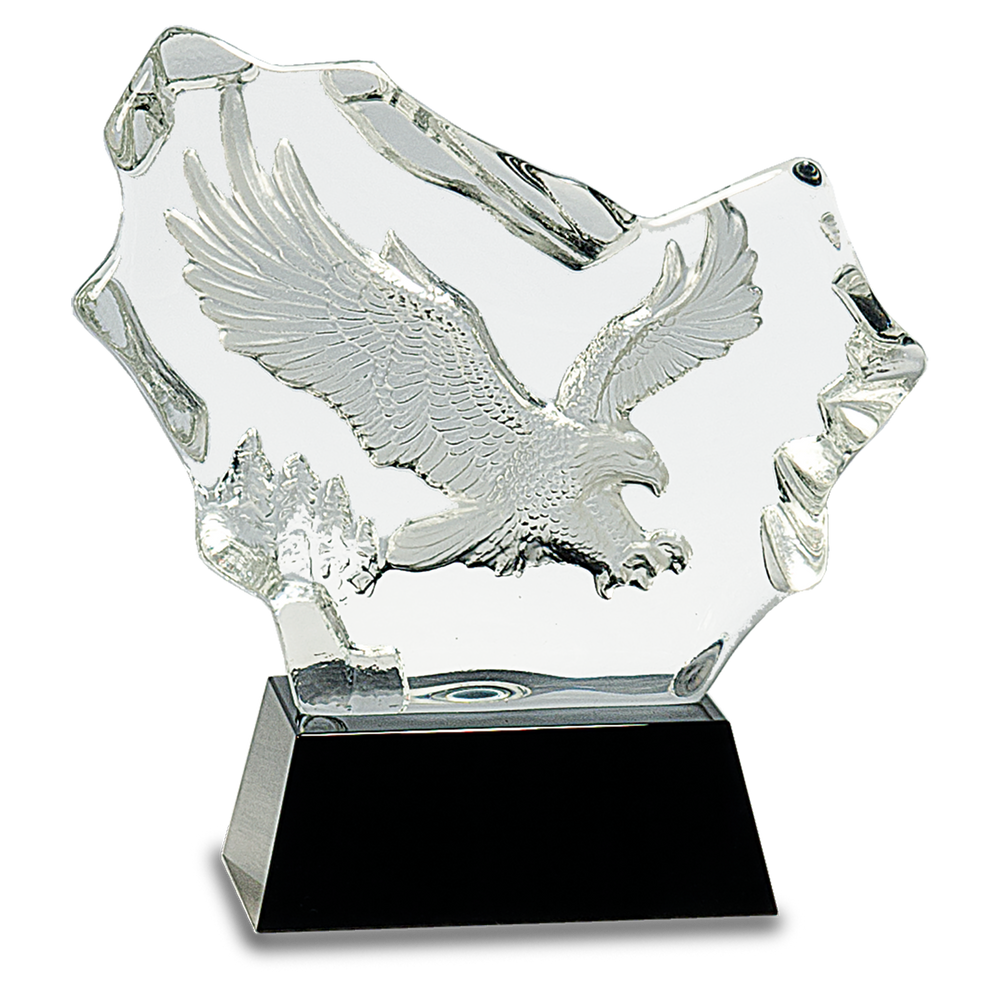 Crystal Carved Eagle on Black Pedestal Award