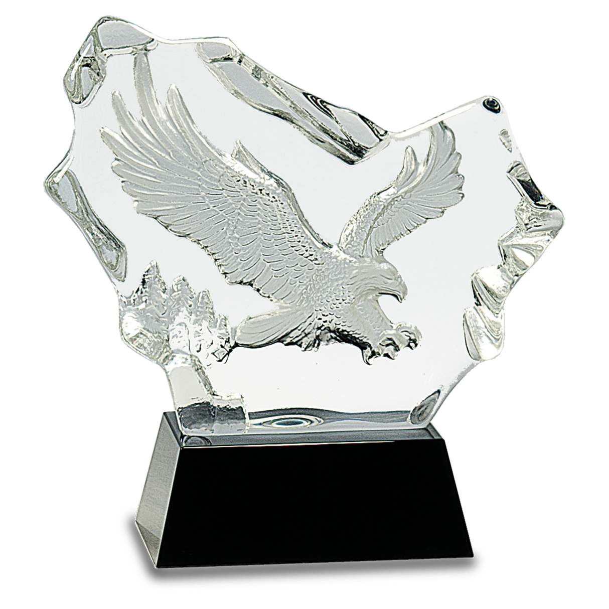 Crystal Carved Eagle on Black Pedestal Award