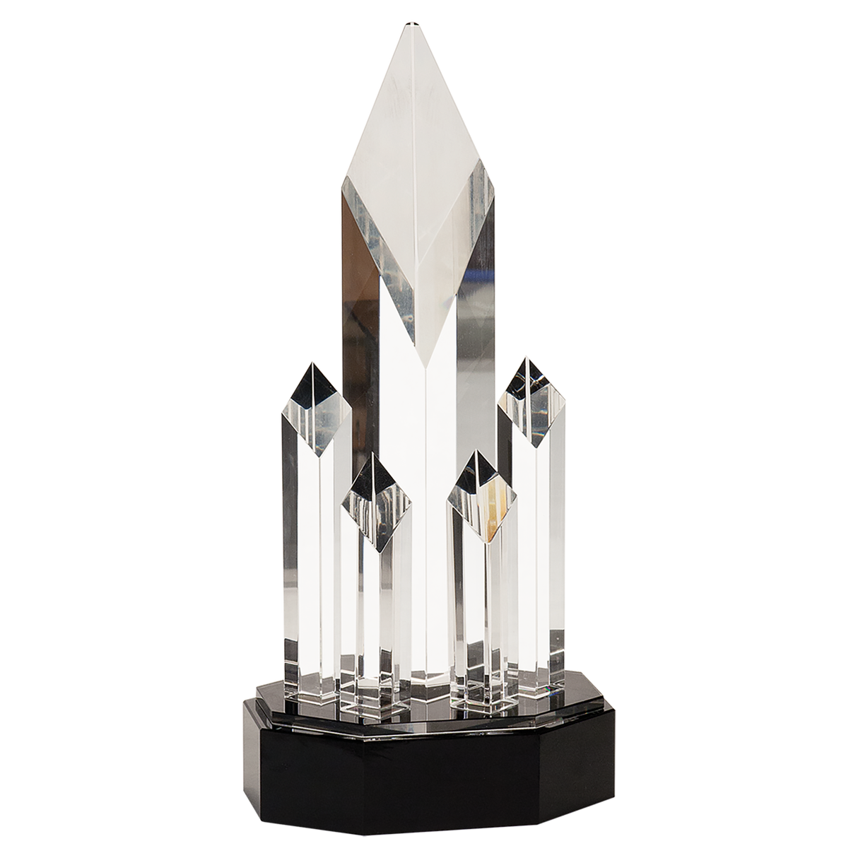 Crystal 5 Rising Diamonds on Black Pedestal Base Award