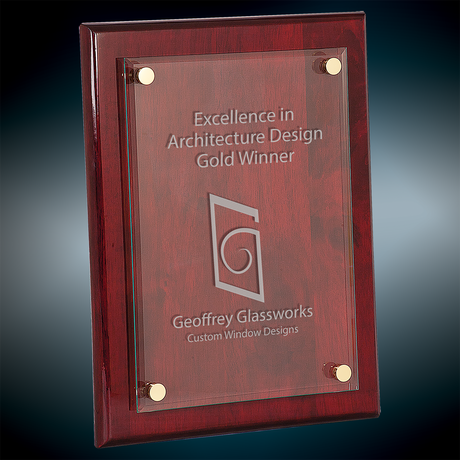 Rosewood Piano Finish Floating Glass Plaques
