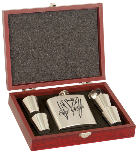 6 oz. Flask Sets w/ 4 Stainless Steel Shot Glasses