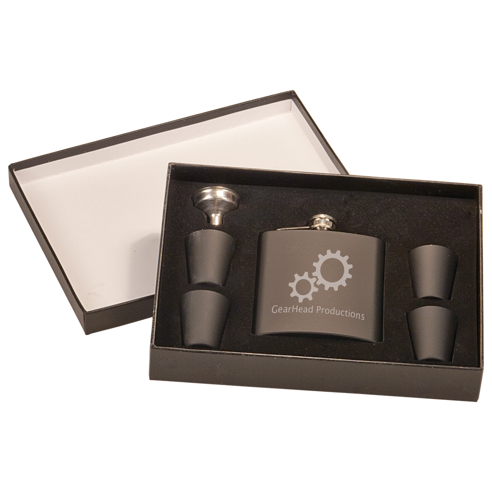 6 oz. Flask Sets w/ 4 Stainless Steel Shot Glasses