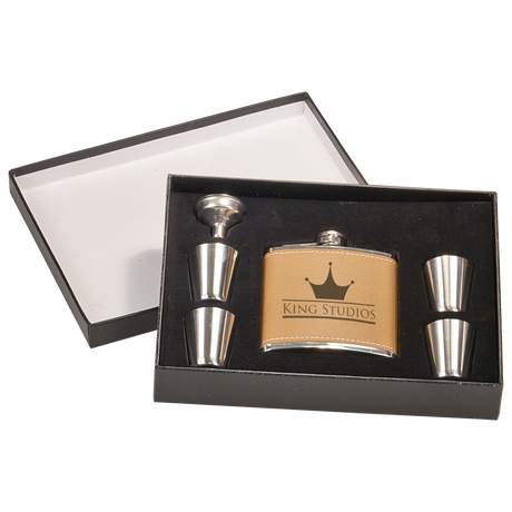 6 oz. Flask Sets w/ 4 Stainless Steel Shot Glasses
