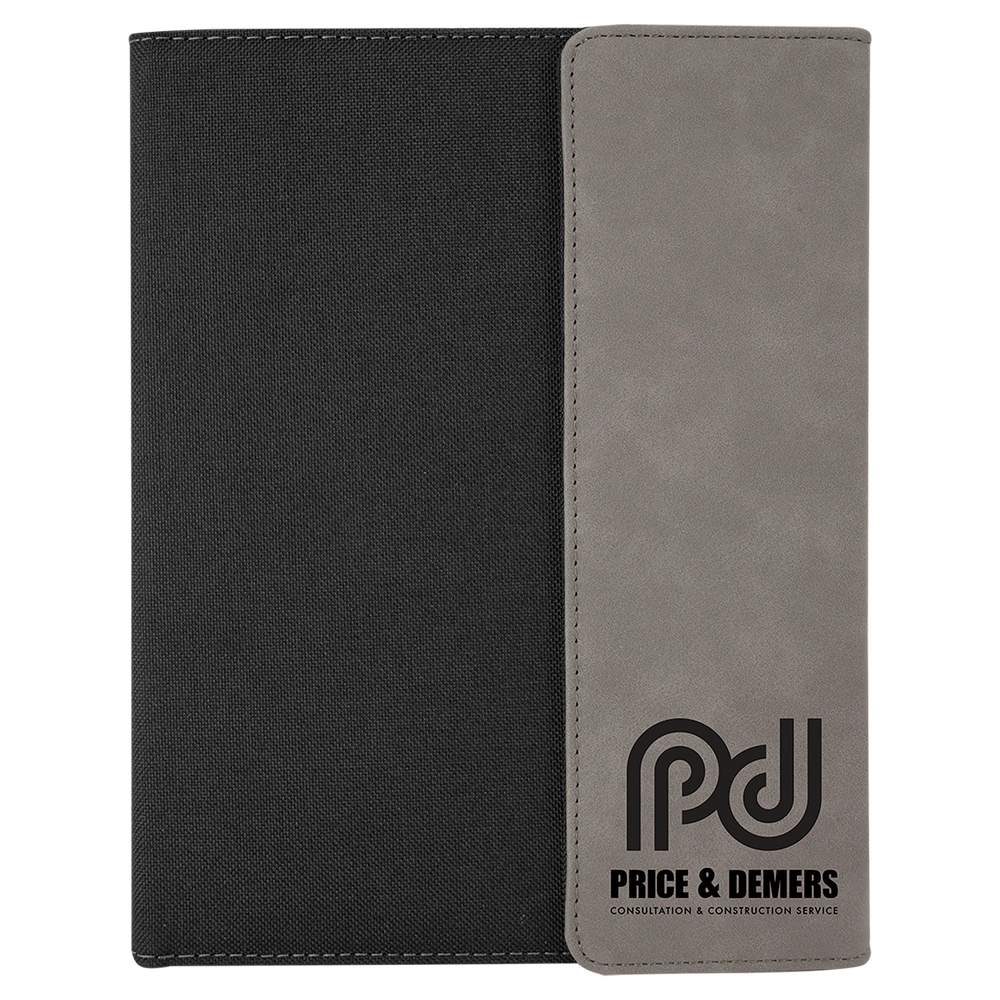 Leatherette Canvas Portfolio with Notepad