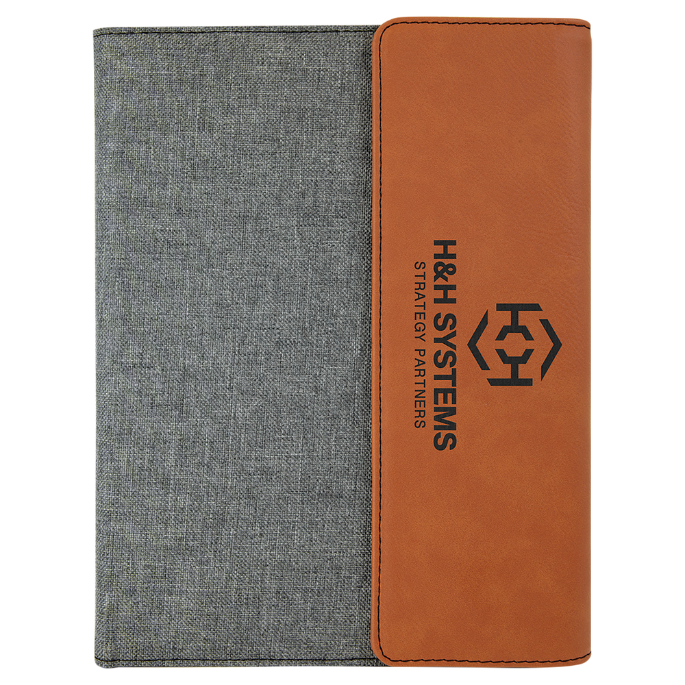 Leatherette Canvas Portfolio with Notepad