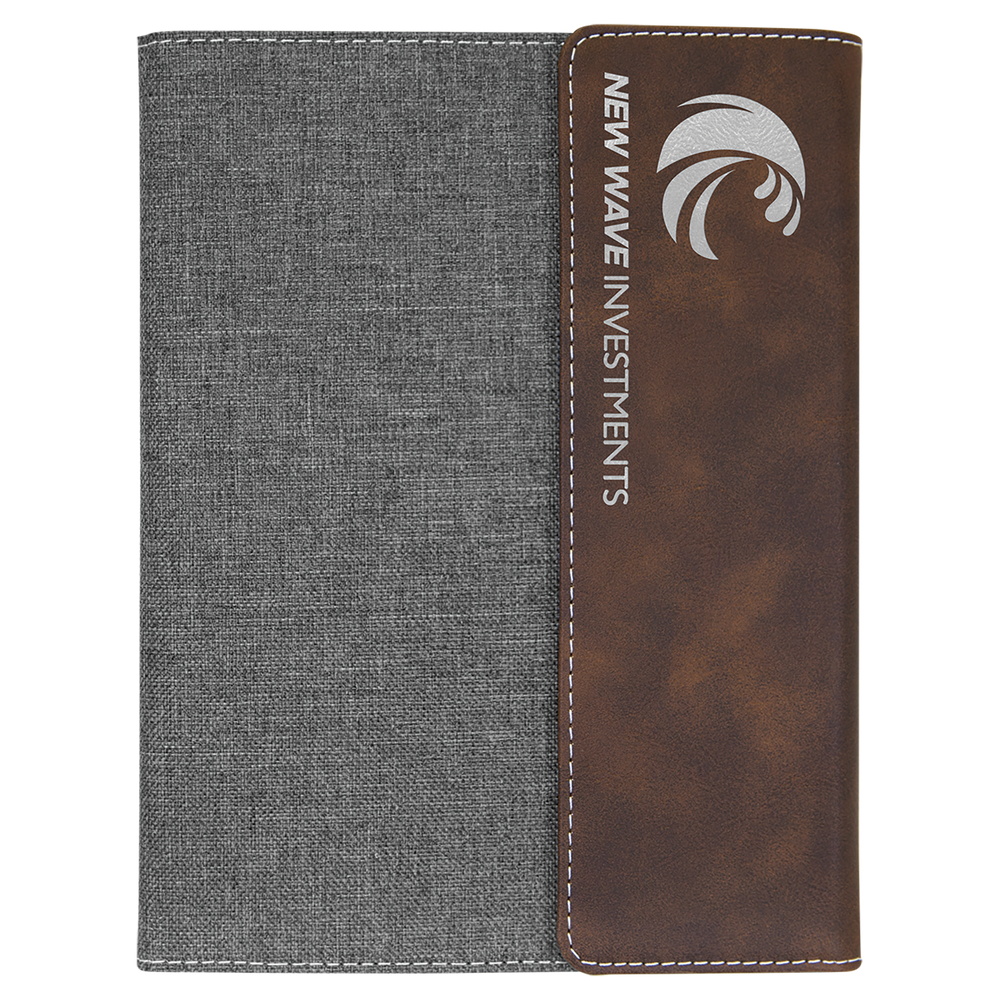 Leatherette Canvas Portfolio with Notepad