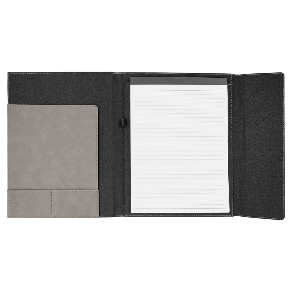 Leatherette Canvas Portfolio with Notepad