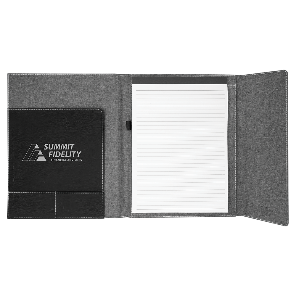 Leatherette Canvas Portfolio with Notepad
