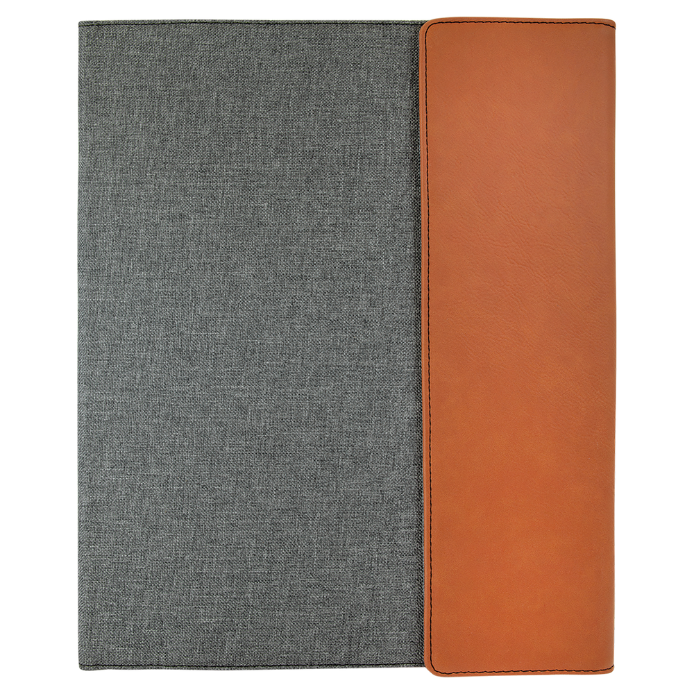 Leatherette Canvas Portfolio with Notepad
