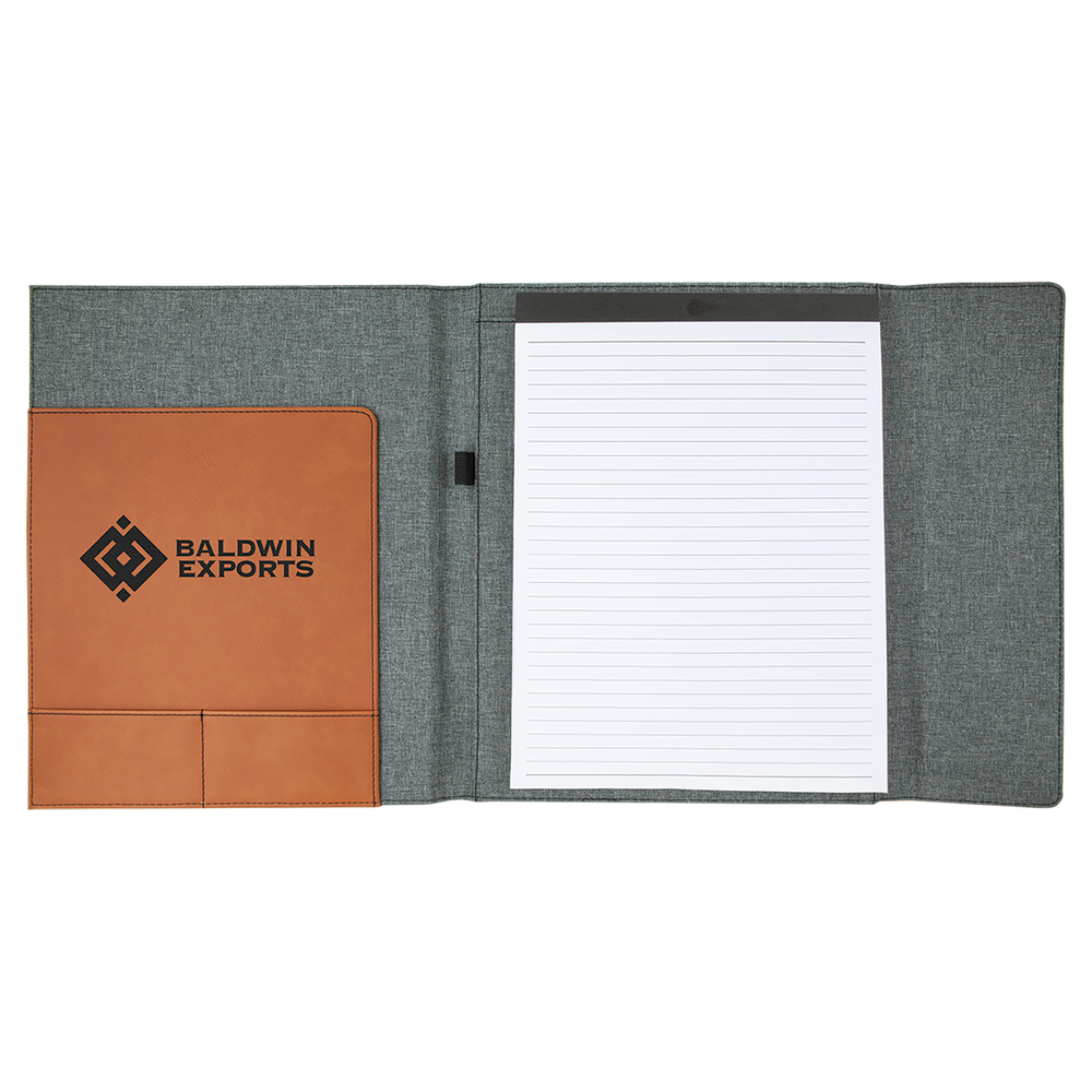Leatherette Canvas Portfolio with Notepad