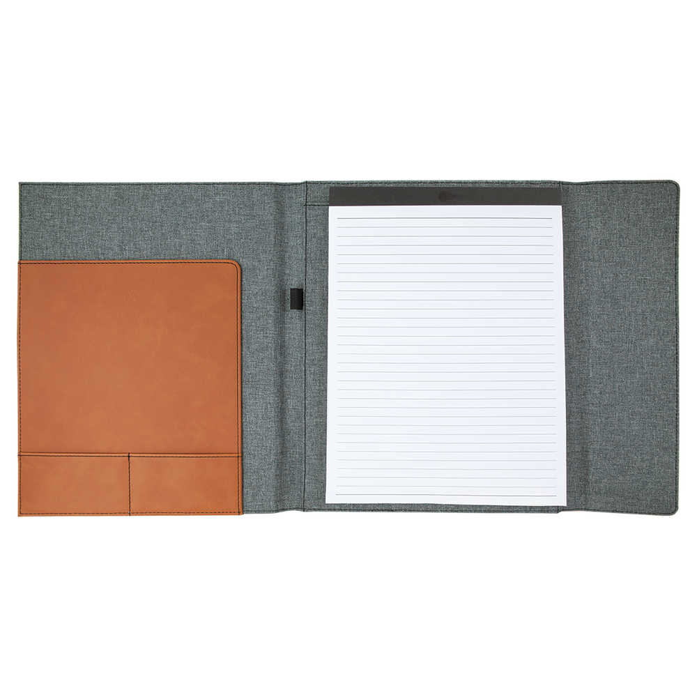 Leatherette Canvas Portfolio with Notepad