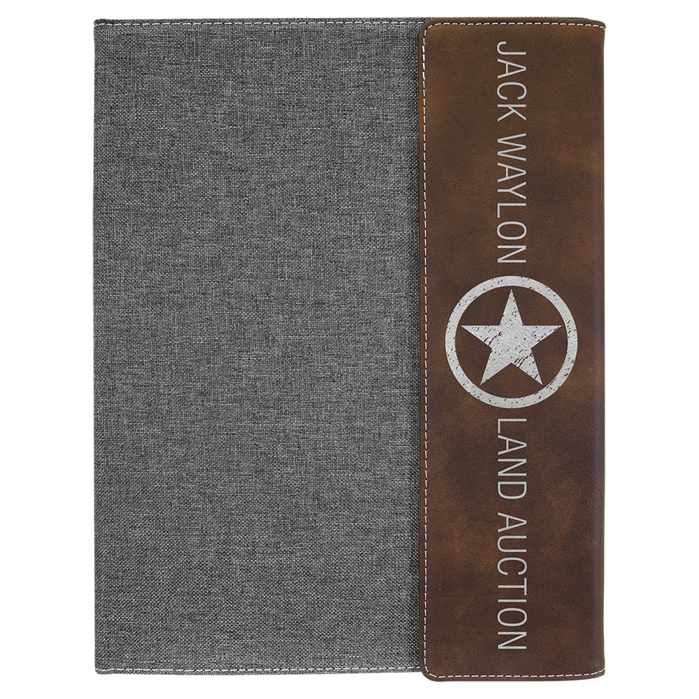 Leatherette Canvas Portfolio with Notepad
