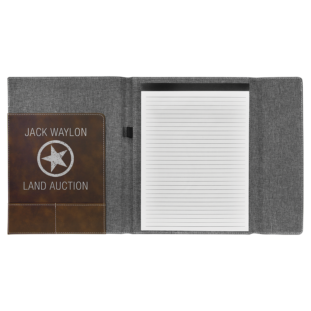 Leatherette Canvas Portfolio with Notepad