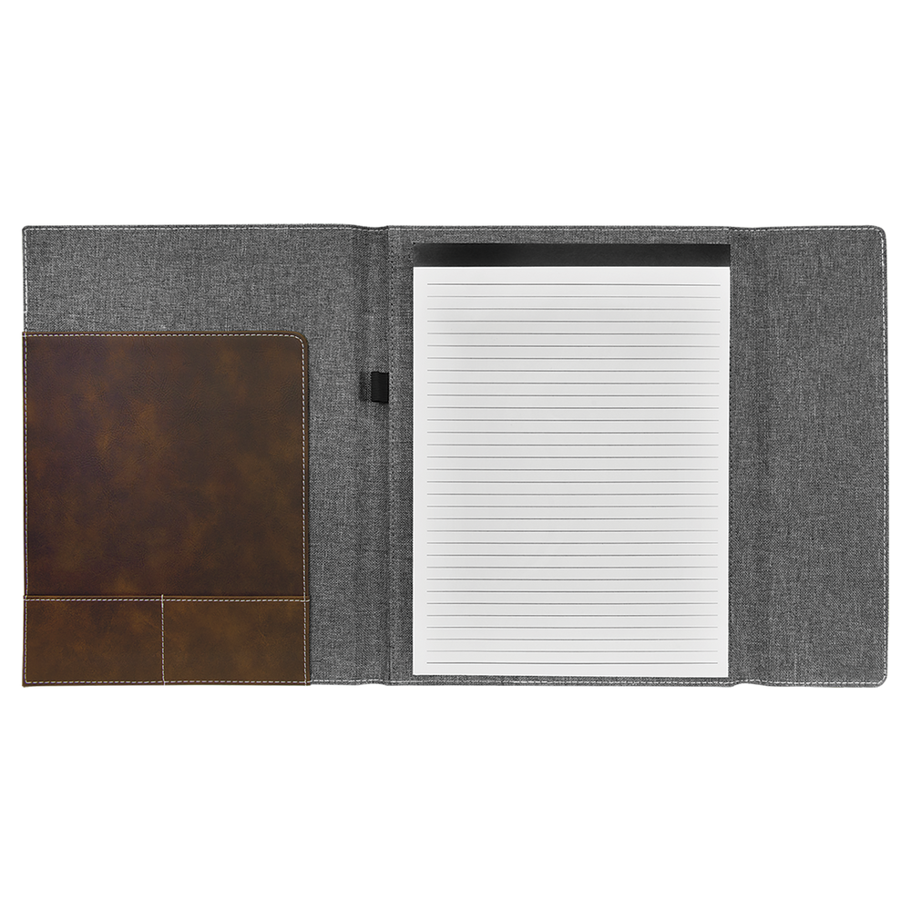 Leatherette Canvas Portfolio with Notepad