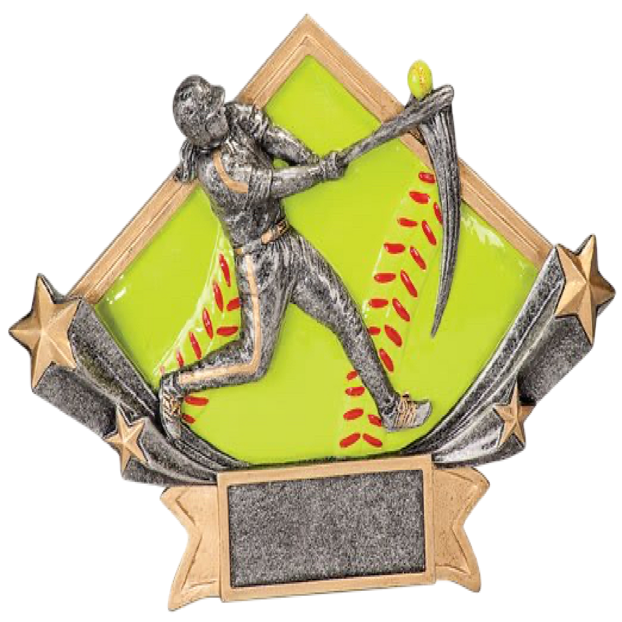8 1/2" x 5 3/4" Female Softball Diamond Star Resin (Heavy Hitter Award)