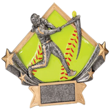 8 1/2" x 5 3/4" Female Softball Diamond Star Resin (Heavy Hitter Award)