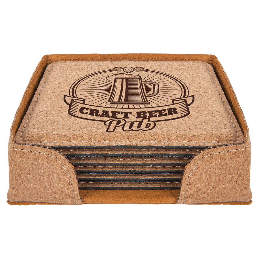 Leatherette 6-Coaster Set