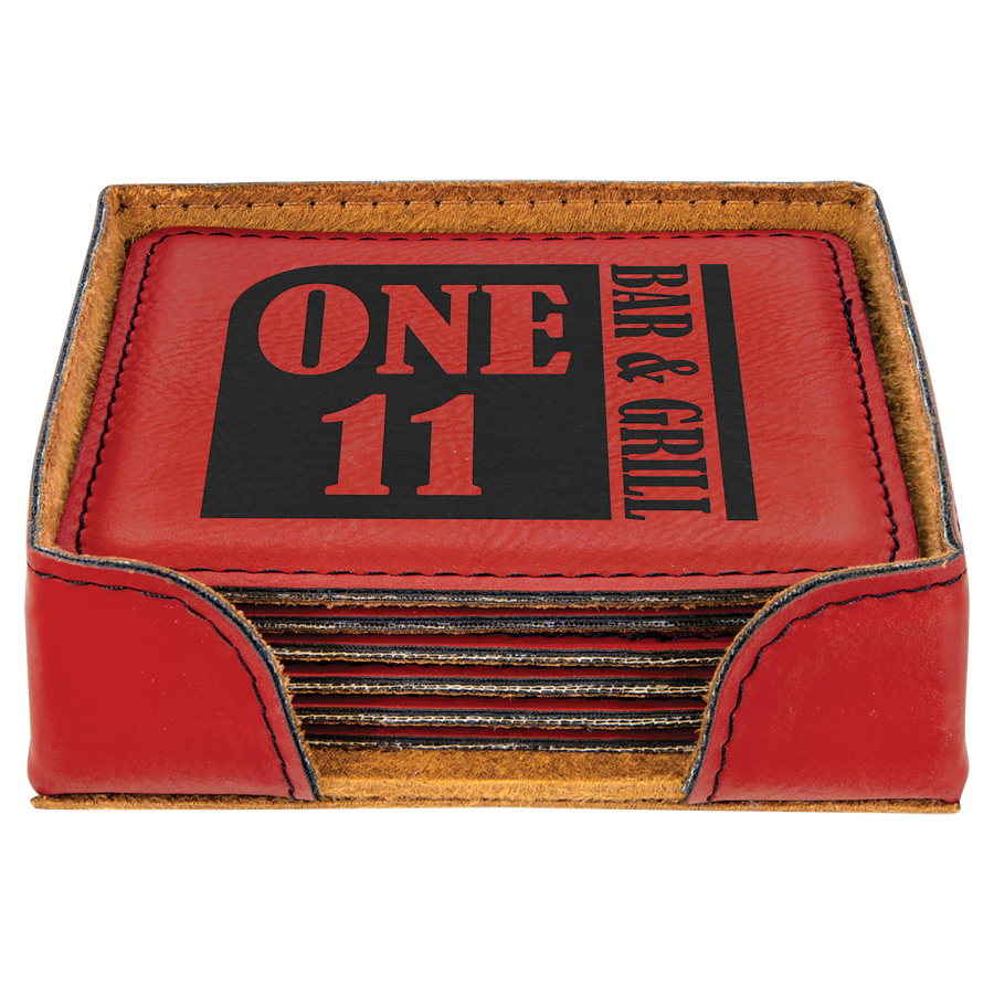 Leatherette 6-Coaster Set