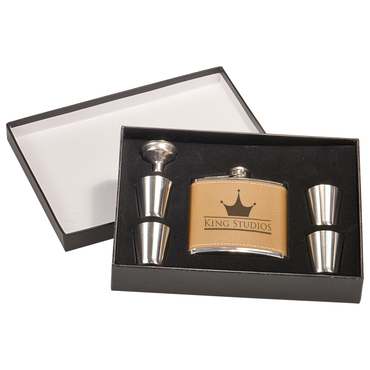 6 oz. Flask Sets w/ 4 Stainless Steel Shot Glasses